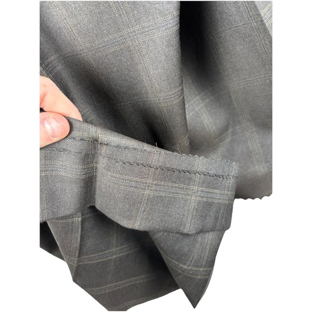 Perry Ellis Portfolio Suit Jacket Wool Mens Charcoal Gray Glen Plaid Windowpane